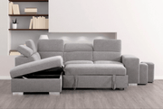Urban Cali Sleeper Sectional Pasadena 104.5" Wide Large Sleeper Sectional Sofa Bed with Storage Ottoman and 2 Stools - Available in 3 Colours