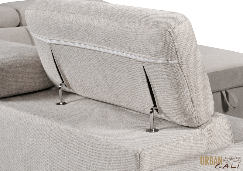 Urban Cali Sleeper Sectional Pasadena Large Sleeper Sectional Sofa Bed with Storage Ottoman and 2 Stools - Available in 3 Colours