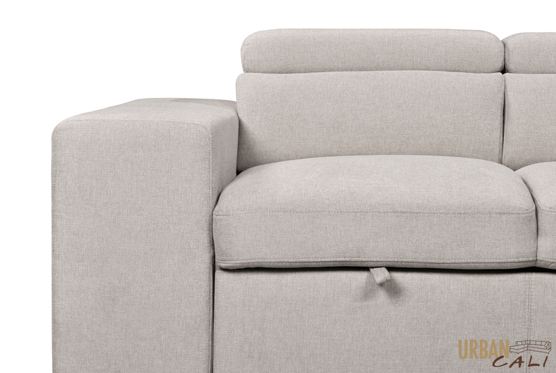 Urban Cali Sleeper Sectional Pasadena Large Sleeper Sectional Sofa Bed with Storage Ottoman and 2 Stools - Available in 3 Colours