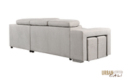 Urban Cali Sleeper Sectional Pasadena Large Sleeper Sectional Sofa Bed with Storage Ottoman and 2 Stools - Available in 3 Colours