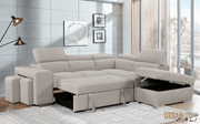 Urban Cali Sleeper Sectional Pasadena Large Sleeper Sectional Sofa Bed with Storage Ottoman and 2 Stools - Available in 3 Colours