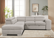 Urban Cali Sleeper Sectional Pasadena Large Sleeper Sectional Sofa Bed with Storage Ottoman and 2 Stools - Available in 3 Colours