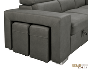 Urban Cali Sleeper Sectional Pasadena Large Sleeper Sectional Sofa Bed with Storage Ottoman and 2 Stools - Available in 3 Colours