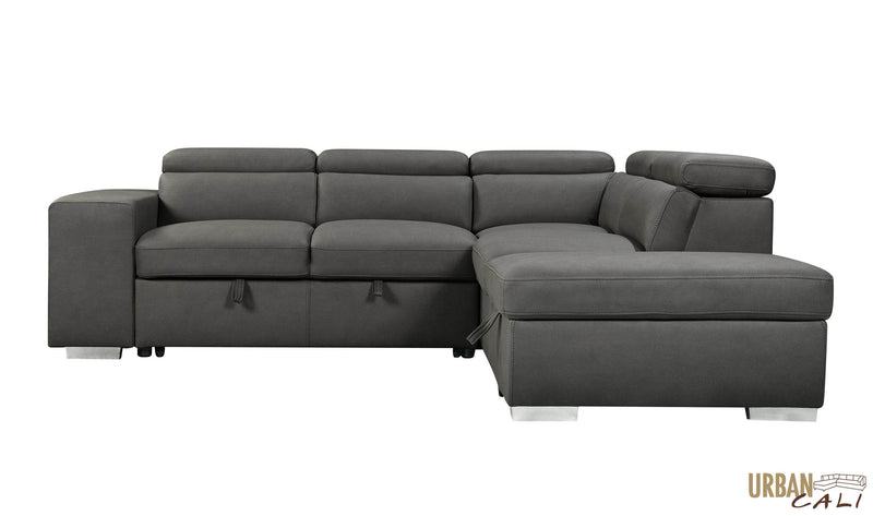 Urban Cali Sleeper Sectional Pasadena Large Sleeper Sectional Sofa Bed with Storage Ottoman and 2 Stools - Available in 3 Colours