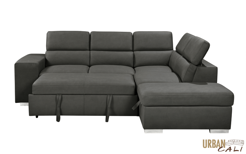 Urban Cali Sleeper Sectional Pasadena Large Sleeper Sectional Sofa Bed with Storage Ottoman and 2 Stools - Available in 3 Colours