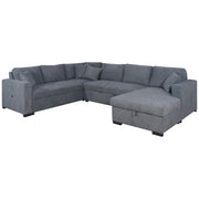 Urban Cali Sleeper Sectional Right Facing Chaise Atherton 123.25" Wide Large Sleeper Sectional Sofa Bed with Storage Chaise in Mecca Grey
