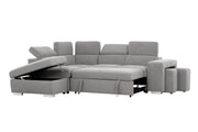 Urban Cali Sleeper Sectional Thora Stone / Left Facing Chaise Pasadena Large Sleeper Sectional Sofa Bed with Storage Ottoman and 2 Stools - Available in 4 Colours