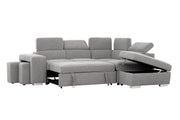 Urban Cali Sleeper Sectional Thora Stone / Right Facing Chaise Pasadena Large Sleeper Sectional Sofa Bed with Storage Ottoman and 2 Stools - Available in 4 Colours