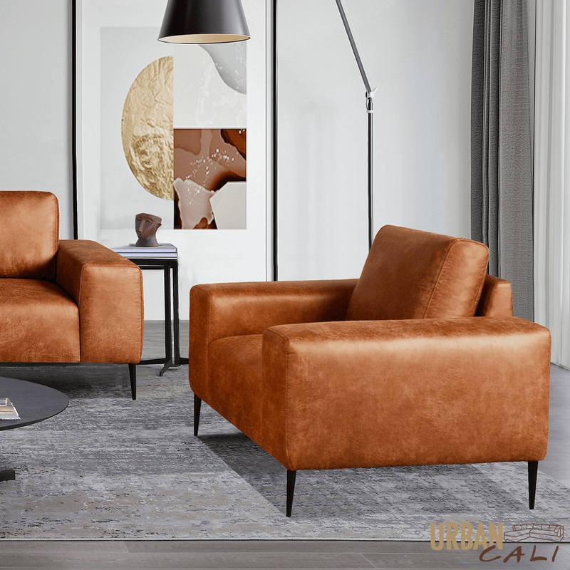 Urban Cali Sofa Set Fresno 3 Piece Sofa, Loveseat, and Chair Set in Rustic Light Brown