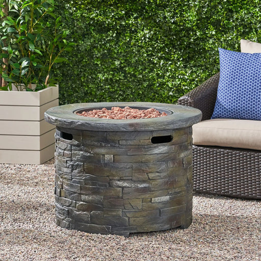 Aosom 40 in 000 Btu Stonnee Circular Fire Pit Perfect For Family Gathering in Round Outdoor Firepit with Slipcover in 33" L X 24" H in Stonnee Grey