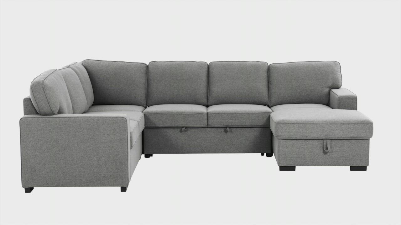 Santa Cruz Large Modular Sleeper Sectional Sofa Bed with Storage Chaise in Solis Dark Grey