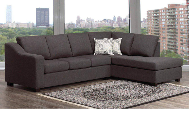 Aman Fabric Sectional RHF Chaise Florence Grey Fabric Sectional Sofa with Right or Left Facing Chaise