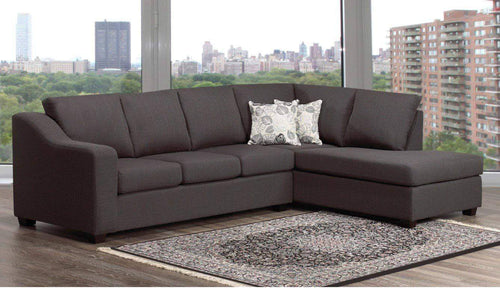 Aman Fabric Sectional RHF Chaise Florence Grey Fabric Sectional Sofa with Right or Left Facing Chaise