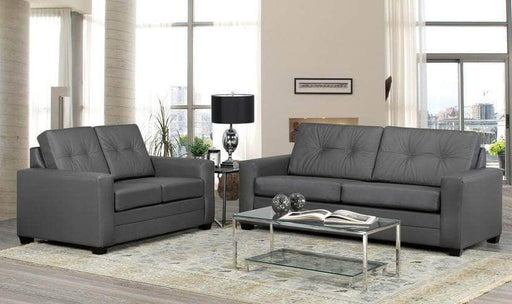 Aman Sofa Set 3 Piece Set / Dark Grey London Premium Leather Living Room Collection