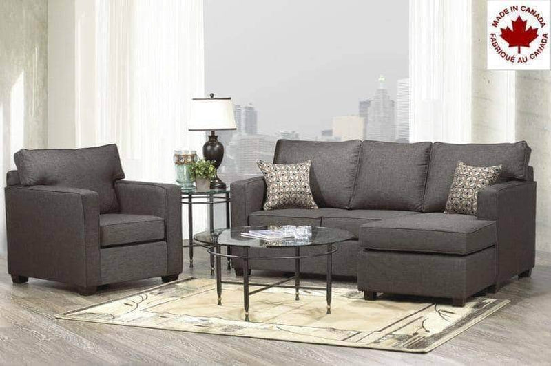 Aman Sofa Set Sectional and Chair Aman Burnaby Grey Fabric Condo Sectional Sofa