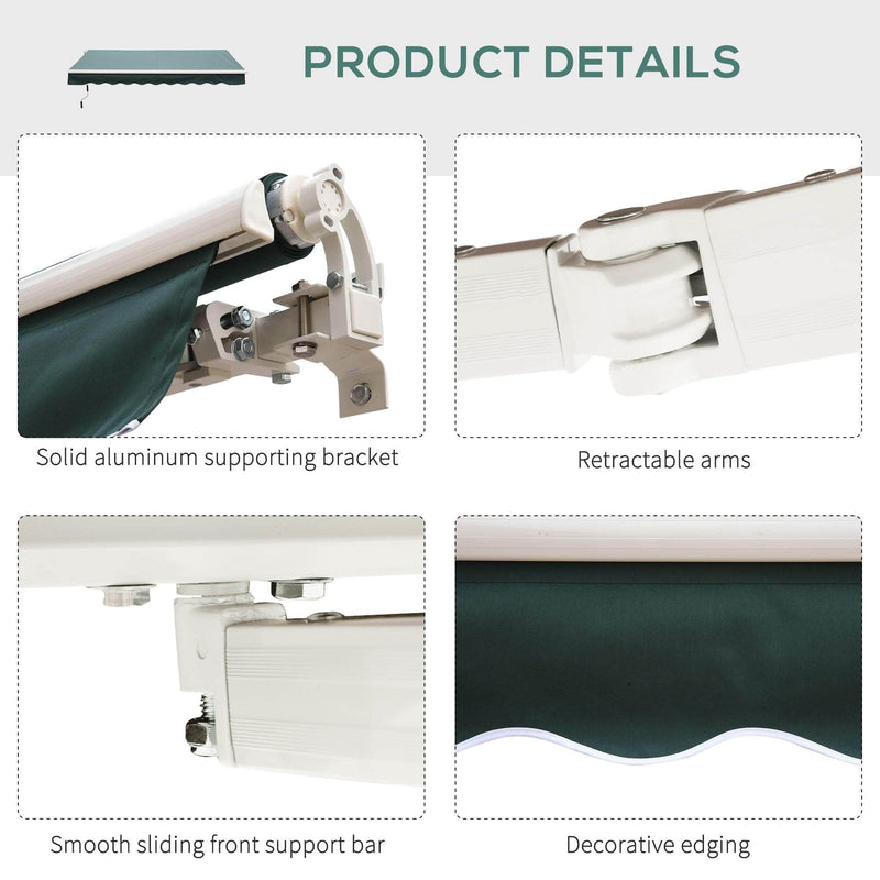 Aosom Awning 8.2ft x 6.6ft Retractable Awning Sunshade Shelter Canopy for Patio Outdoor Deck - Available in 3 Colours