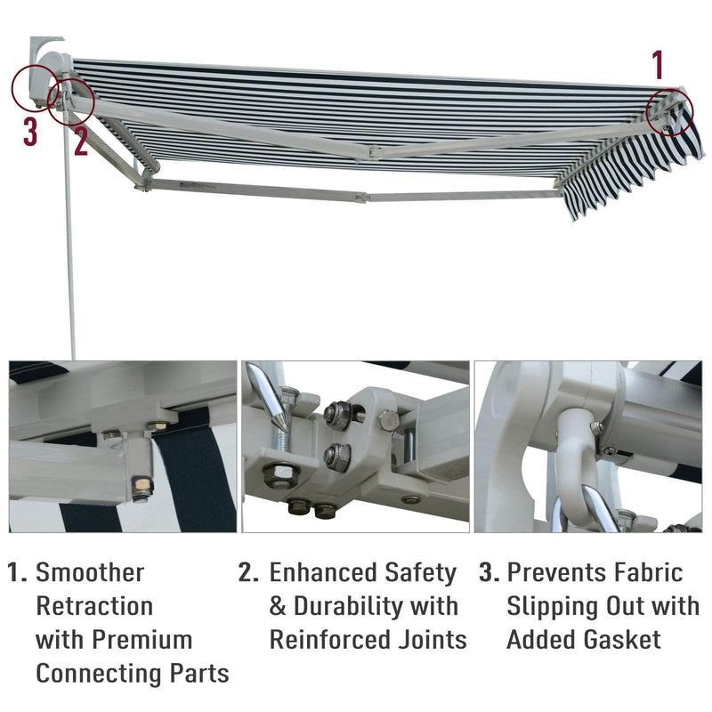 Aosom Awning 8.2ft x 6.6ft Retractable Awning Sunshade Shelter Canopy for Patio Outdoor Deck - Available in 3 Colours