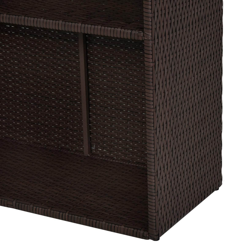 Aosom Bar Table 5 Piece Outdoor Patio Rattan Wicker Bar Table and Barstool Set in Dark Brown