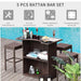 Aosom Bar Table 5 Piece Outdoor Patio Rattan Wicker Bar Table and Barstool Set in Dark Brown