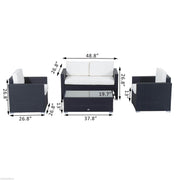 Aosom Conversation Set 4 Piece Outdoor Patio Wicker Rattan Conversation Sofa Set - Available in 2 Colours