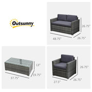 Aosom Conversation Set 4 Piece Outdoor Patio Wicker Rattan Conversation Sofa Set - Available in 2 Colours