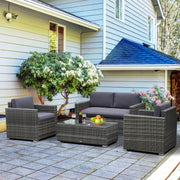 Aosom Conversation Set 4 Piece Outdoor Patio Wicker Rattan Conversation Sofa Set - Available in 2 Colours