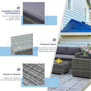 Aosom Conversation Set 4 Piece Outdoor Patio Wicker Rattan Conversation Sofa Set - Available in 2 Colours