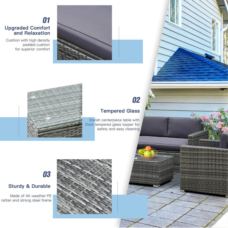 Aosom Conversation Set 4 Piece Outdoor Patio Wicker Rattan Conversation Sofa Set - Available in 2 Colours