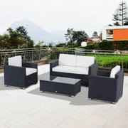 Aosom Conversation Set 4 Piece Outdoor Patio Wicker Rattan Conversation Sofa Set - Available in 2 Colours