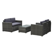 Aosom Conversation Set 4 Piece Outdoor Patio Wicker Rattan Conversation Sofa Set - Available in 2 Colours
