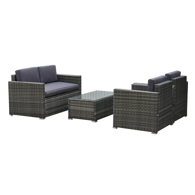 Aosom Conversation Set 4 Piece Outdoor Patio Wicker Rattan Conversation Sofa Set - Available in 2 Colours
