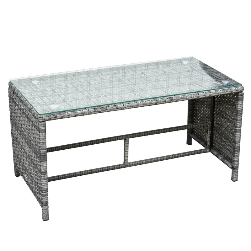 Aosom Conversation Set 4 Piece Outdoor Patio Wicker Rattan Garden Lawn Chair with Table Conversation Set - Available in 2 Colours