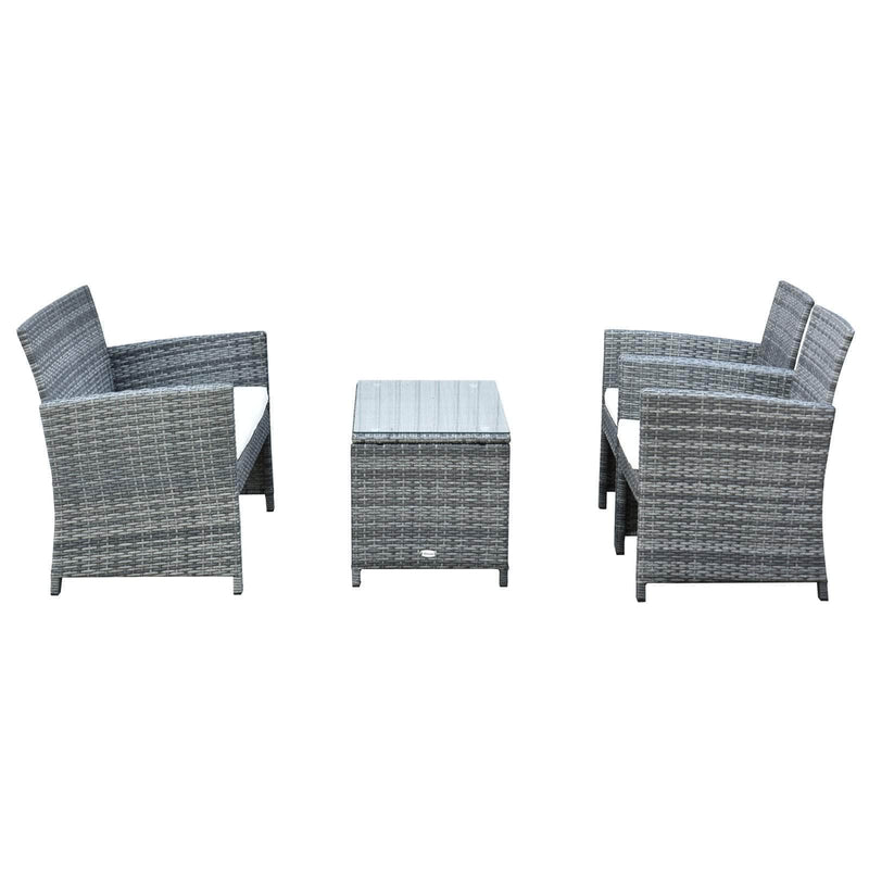 Aosom Conversation Set 4 Piece Outdoor Patio Wicker Rattan Garden Lawn Chair with Table Conversation Set - Available in 2 Colours
