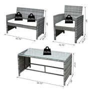 Aosom Conversation Set 4 Piece Outdoor Patio Wicker Rattan Garden Lawn Chair with Table Conversation Set - Available in 2 Colours