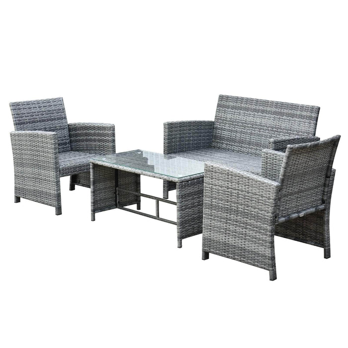 Aosom Conversation Set 4 Piece Outdoor Patio Wicker Rattan Garden Lawn Chair with Table Conversation Set - Available in 2 Colours