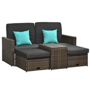 Aosom Conversation Set 5 Piece Outdoor Patio Rattan Wicker 2 Person Conversation Set with Storage in Deep Grey