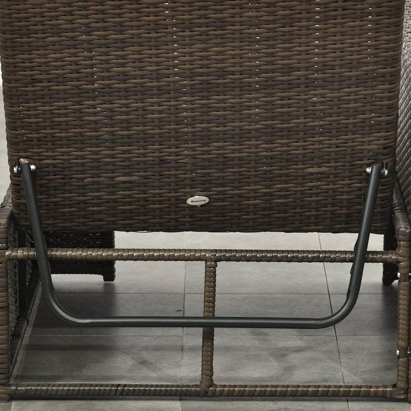 Aosom Conversation Set 5 Piece Outdoor Patio Rattan Wicker 2 Person Conversation Set with Storage in Deep Grey