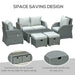 Aosom Conversation Set 6 Piece Outdoor Patio Rattan Wicker Conversation Set with Reclining Chairs in Grey