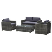 Aosom Conversation Set Grey 4 Piece Outdoor Patio Wicker Rattan Conversation Sofa Set - Available in 2 Colours