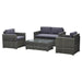 Aosom Conversation Set Grey 4 Piece Outdoor Patio Wicker Rattan Conversation Sofa Set - Available in 2 Colours