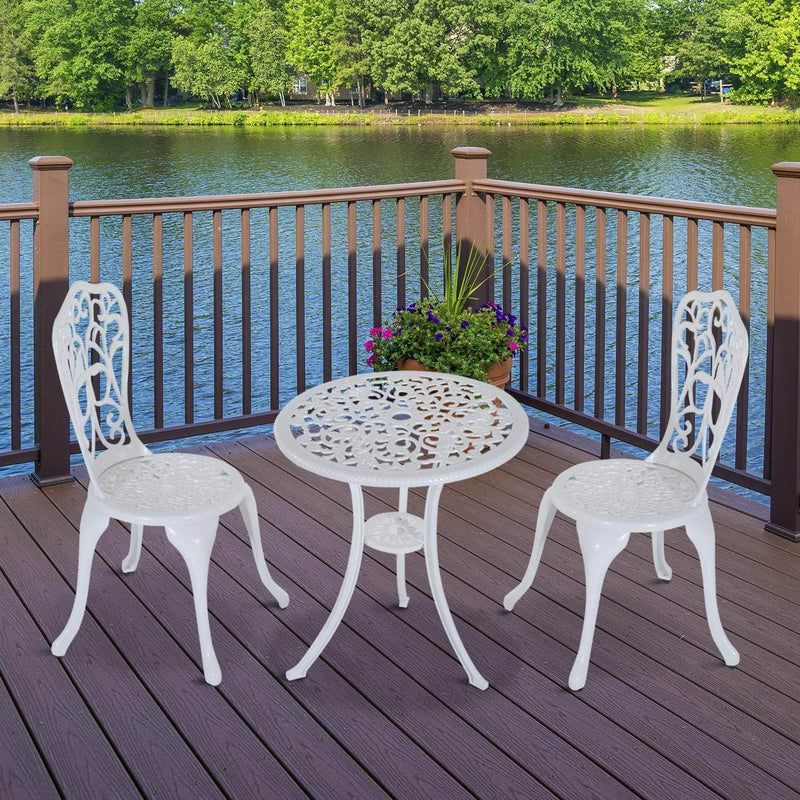 Outsunny Piece Outdoor Patio Garden Cast Aluminum Cafe Bistro