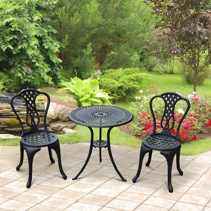 Outsunny Piece Outdoor Patio Garden Cast Aluminum Cafe Bistro