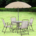 Aosom Dining Set Cream White 6 Piece Outdoor Patio Garden Bistro Set with Round Table, Folding Chairs and Umbrella - Available in 2 Colours