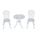Aosom Dining Set White 3 Piece Outdoor Patio Garden Cast Aluminum Cafe Bistro Round Table and Chair Set - Available in 3 Colours