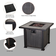 Aosom Fire Pit 30 Inch Propane Gas Square Outdoor Fire Pit Table in Black