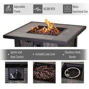 Aosom Fire Pit 30 Inch Propane Gas Square Outdoor Fire Pit Table in Black