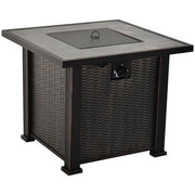 Aosom Fire Pit 30 Inch Propane Gas Square Outdoor Fire Pit Table in Black