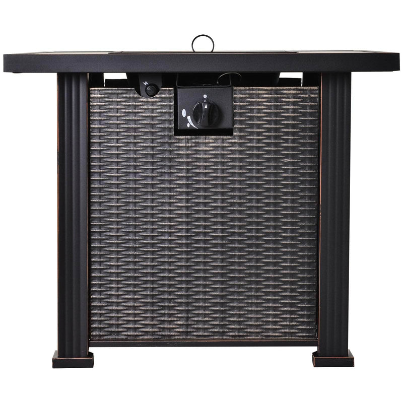 Aosom Fire Pit 30 Inch Propane Gas Square Outdoor Fire Pit Table in Black