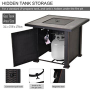 Aosom Fire Pit 30 Inch Propane Gas Square Outdoor Fire Pit Table in Black