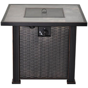 Aosom Fire Pit 30 Inch Propane Gas Square Outdoor Fire Pit Table in Black